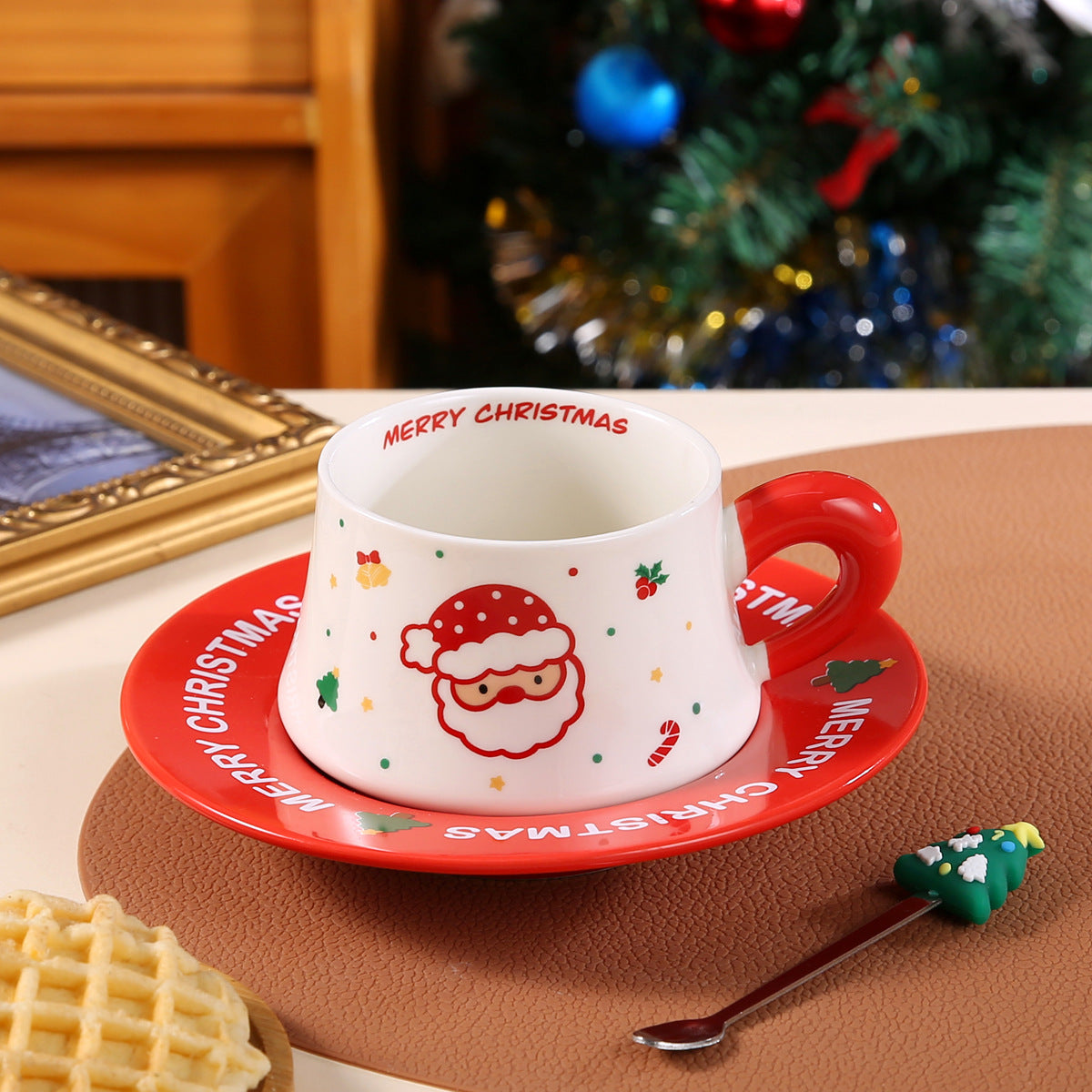 Joyful Harmony – Handcrafted Christmas Ceramic Cup & Saucer Gift Set