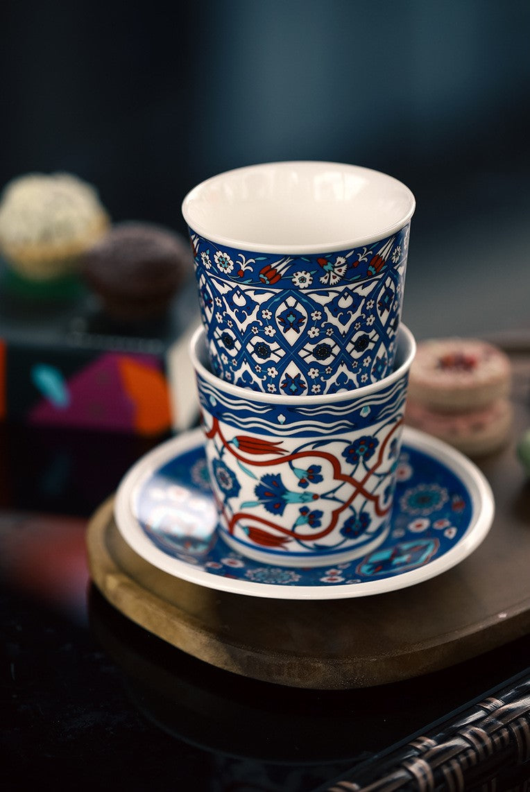 Patterned Grace – Handcrafted Ceramic Coffee Cup & Saucer Set