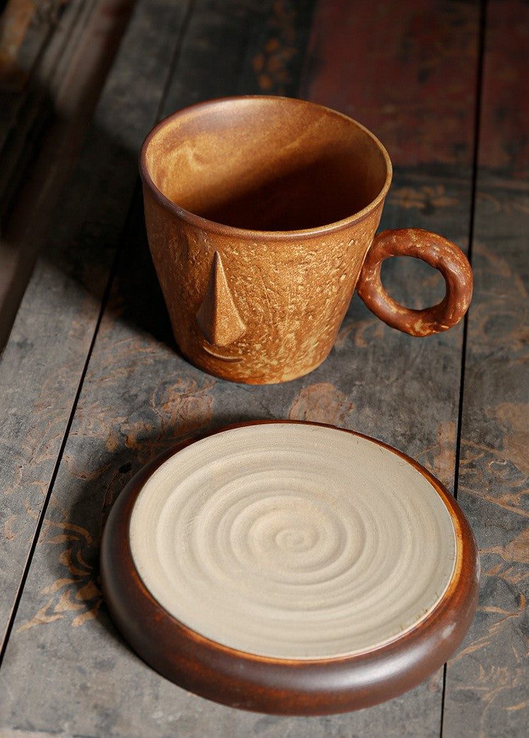 Silent Clay Muse – Handcrafted Porcelain Face Coffee Cup & Saucer Set