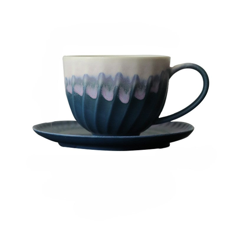 Spiral Gradient – Handcrafted Kiln-Change Ceramic Coffee Cup & Saucer