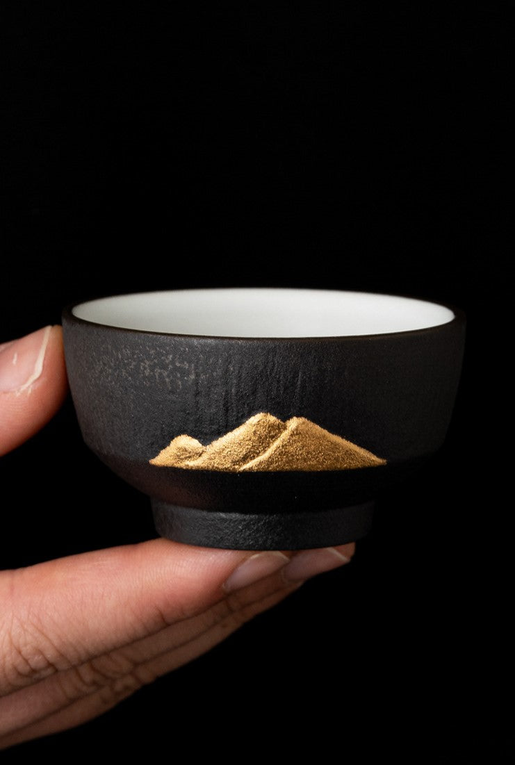 Golden And Silver Mountain — Handcrafted Porcelain Tea Cups Set