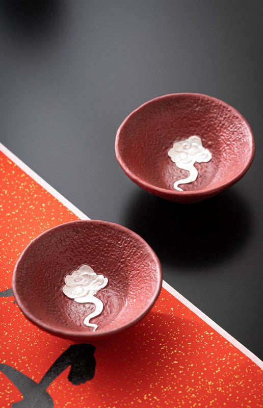 Auspicious Clouds – Handcrafted Forbidden City red Porcelain Tea Cup