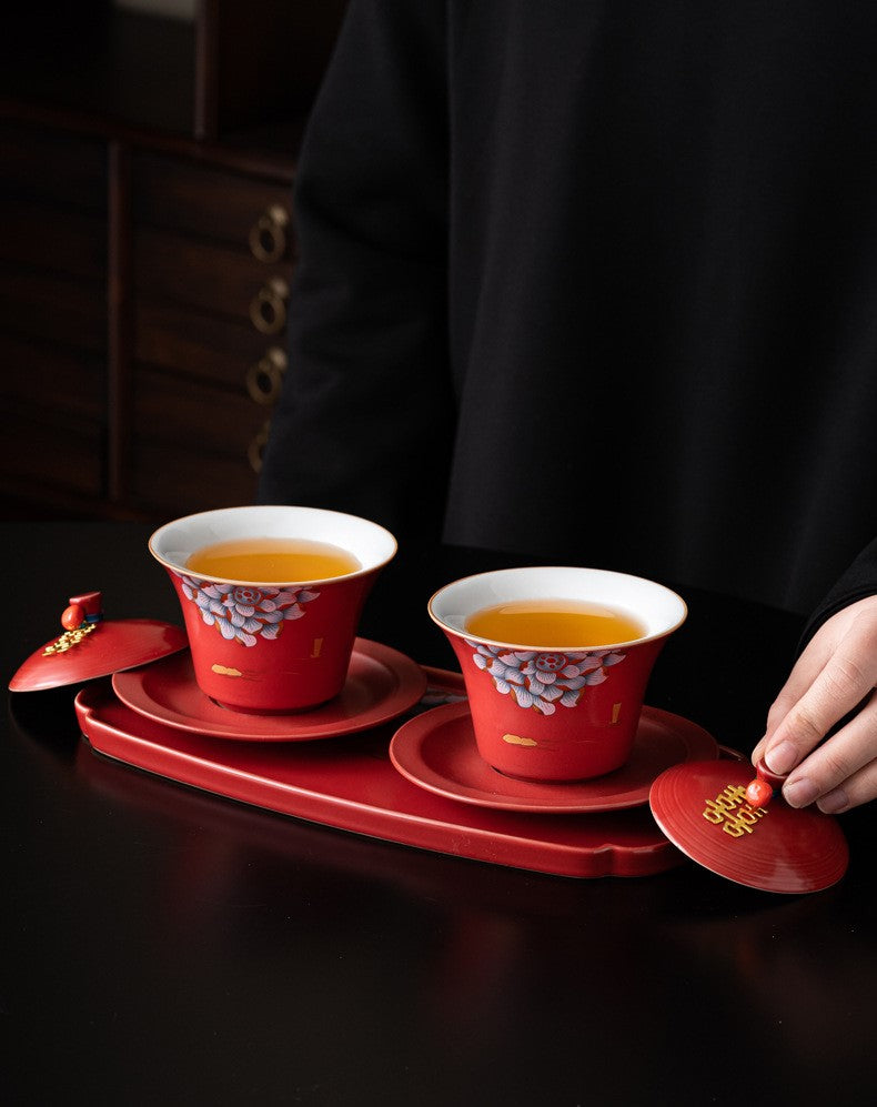 Centennial Harmony Teaware Set —  Double Happiness Wedding Porcelain Tea Ceremony Gift Collection