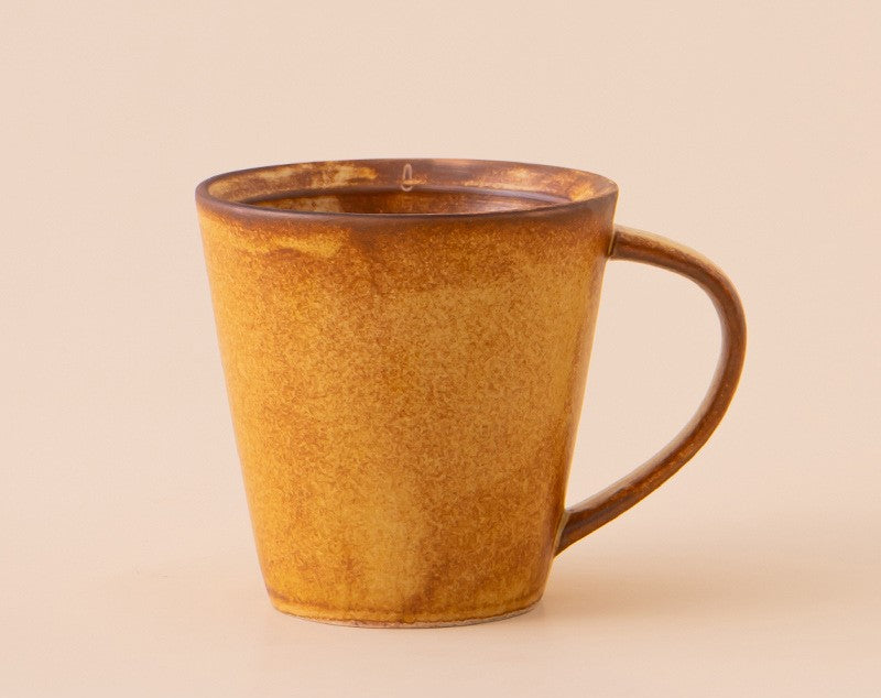 Amber Flow – Handcrafted Rustic Ceramic Coffee Cup & Saucer