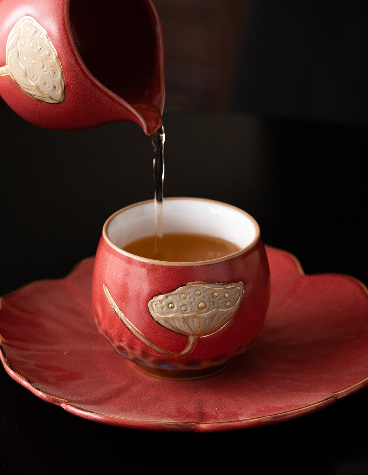 Lotus Harmony – Handcrafted Porcelain Tea Cup Gift Set (Four Seasons Collection)
