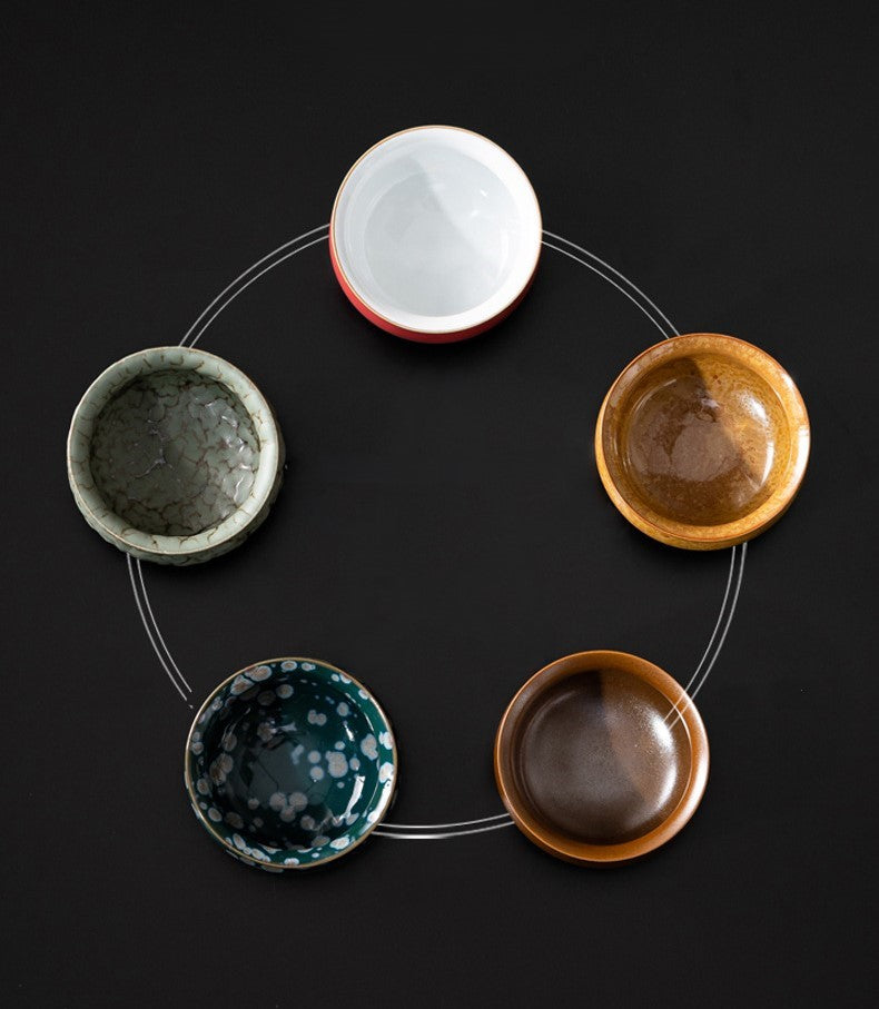 Five Elements Harmony — Handcrafted Ceramic Tea Cup Gift Set
