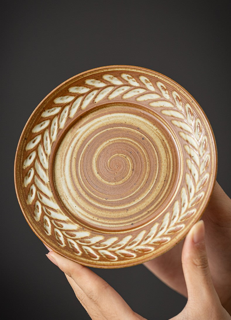 Wheat Harmony – Handcrafted Vintage Ceramic Coffee Cup & Saucer Set