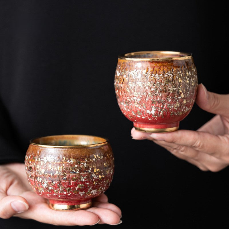 Eternal Union — Handmade Four-Color Kiln-Glazed Ceremony Tea Cup Gift Set