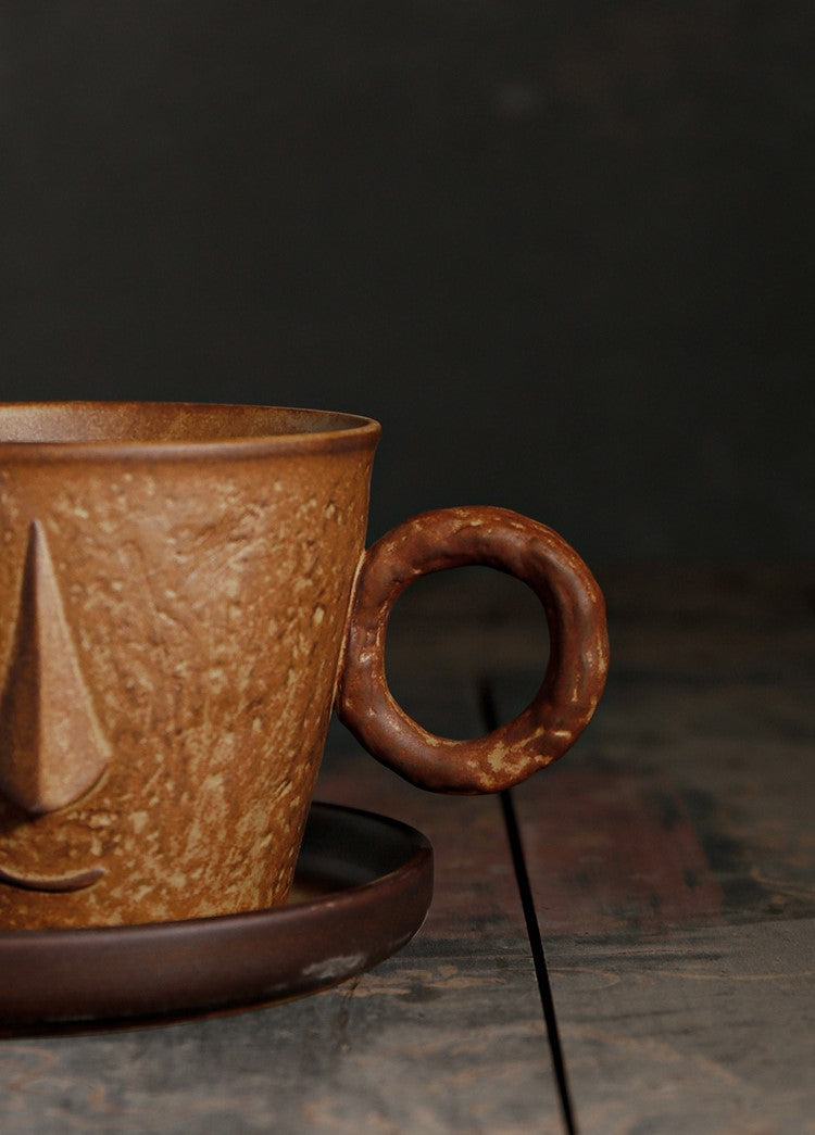 Silent Clay Muse – Handcrafted Porcelain Face Coffee Cup & Saucer Set