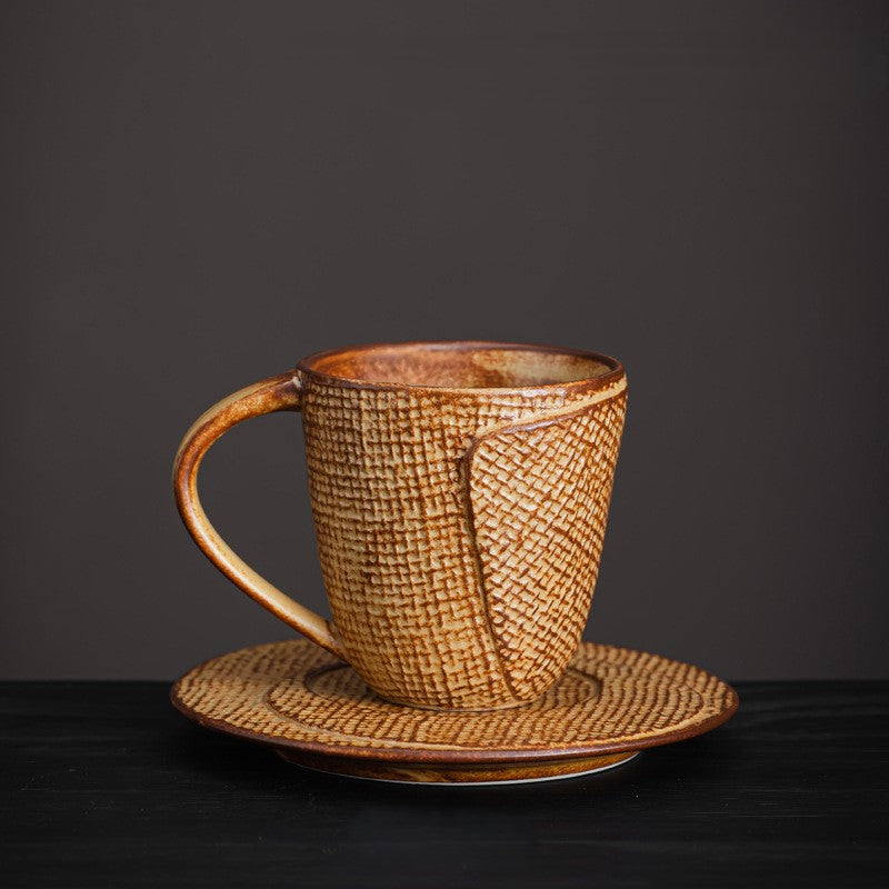 Woven Dawn – Handcrafted Porcelain Coffee Cup & Saucer Set