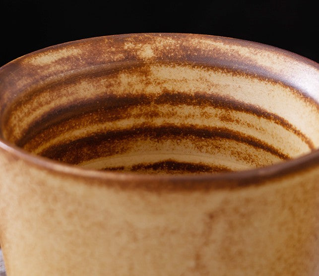 Amber Flow – Handcrafted Rustic Ceramic Coffee Cup & Saucer