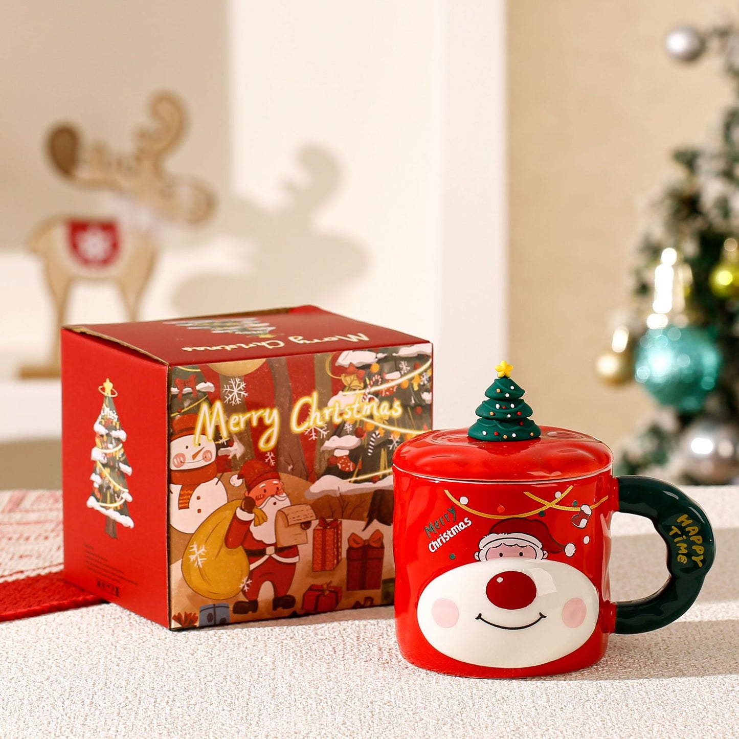 Holiday Cheer Mug – Handcrafted Ceramic Christmas Cup with Gift Box