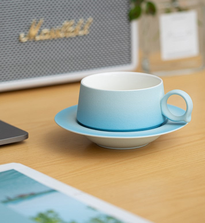 Ink Splash – Handcrafted Ceramic Coffee Mug & Saucer Set