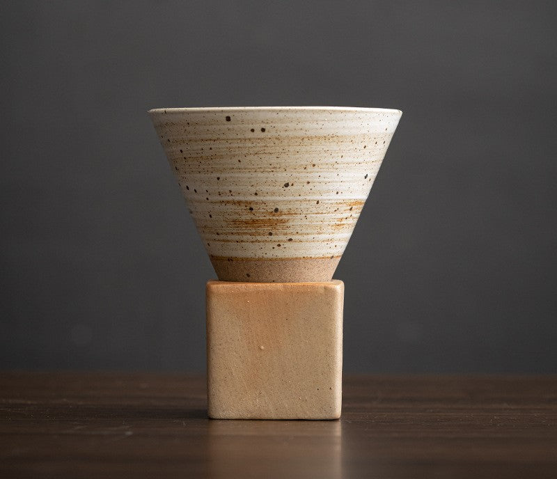 Geometric Drip Glaze – Handcrafted Porcelain Coffee Cup