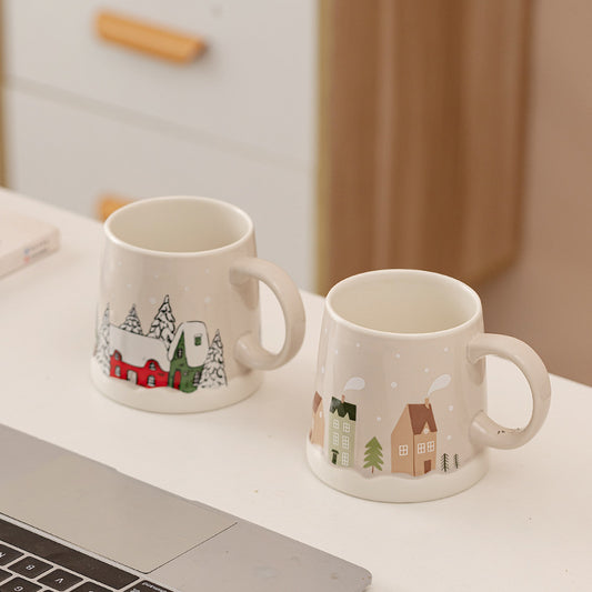 Handcrafted Christmas porcelain coffee mug, Jingdezhen ceramic holiday gift cup for coffee lovers — Solmira Living