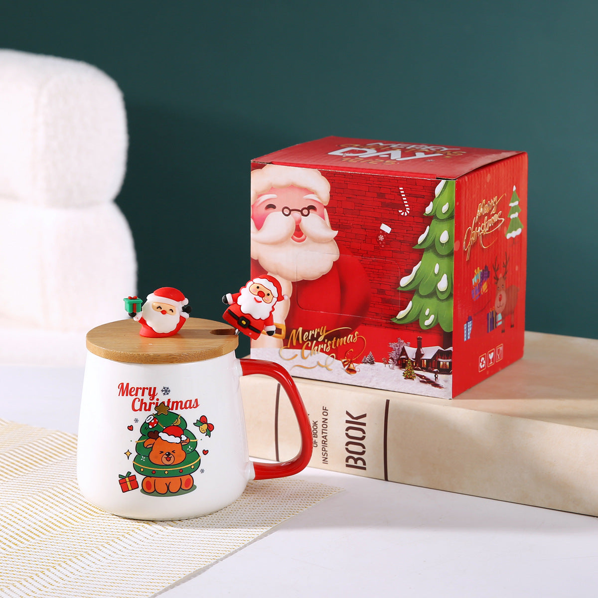 Handcrafted Christmas porcelain coffee mug, Jingdezhen ceramic holiday gift cup for coffee lovers — Solmira Living