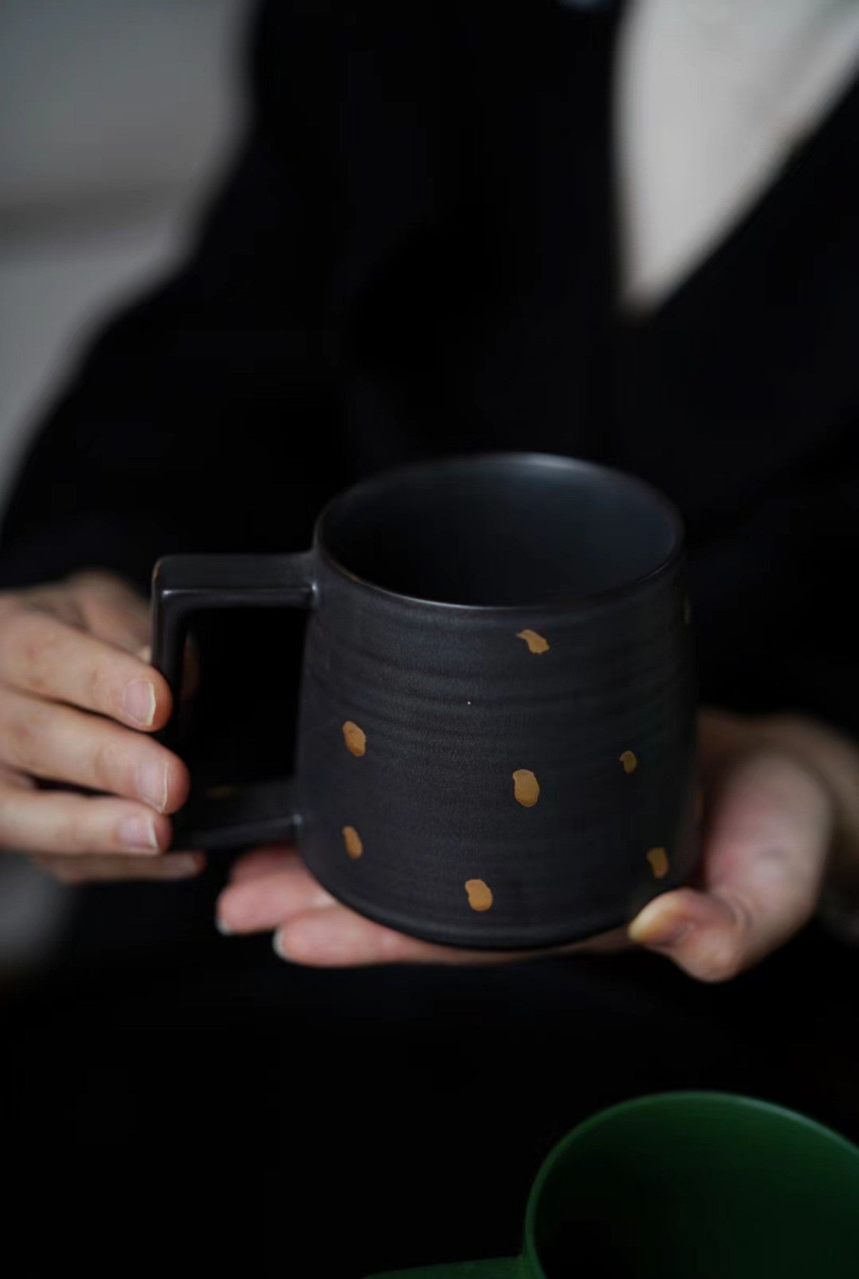 Handcrafted Jingdezhen porcelain coffee mug, minimalist handmade ceramic cup for everyday rituals — Solmira Living