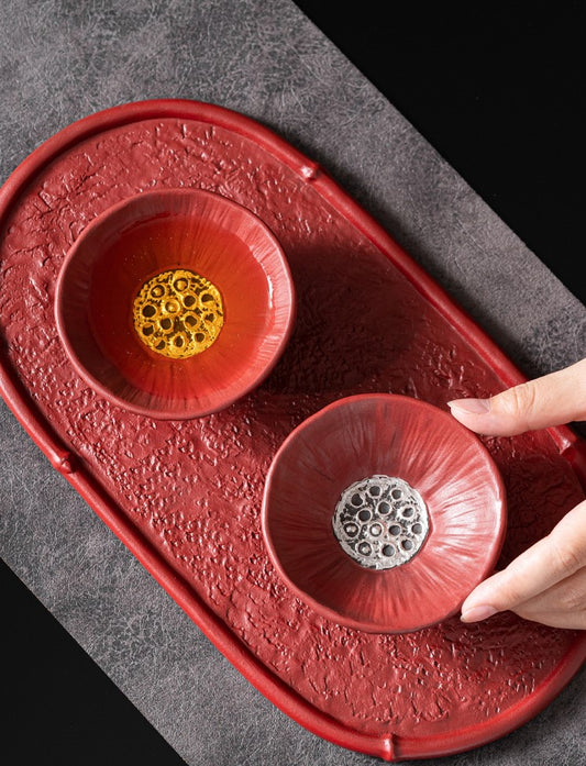 Lotus Bloom – Handcrafted Forbidden City red Porcelain Tea Cup