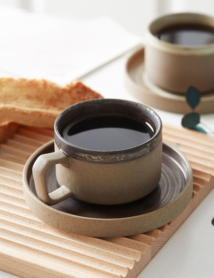 Earthbound Grace – Handcrafted Porcelain Coffee Cup & Saucer Set