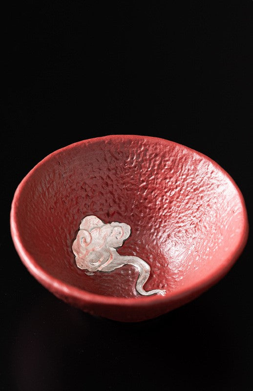 Auspicious Clouds – Handcrafted Forbidden City red Porcelain Tea Cup