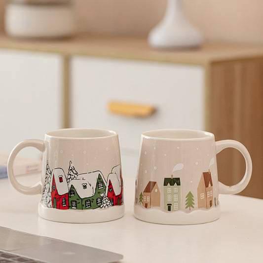 Winter Village Serenity – Handcrafted Christmas Ceramic Mug for Cozy Holiday Moments
