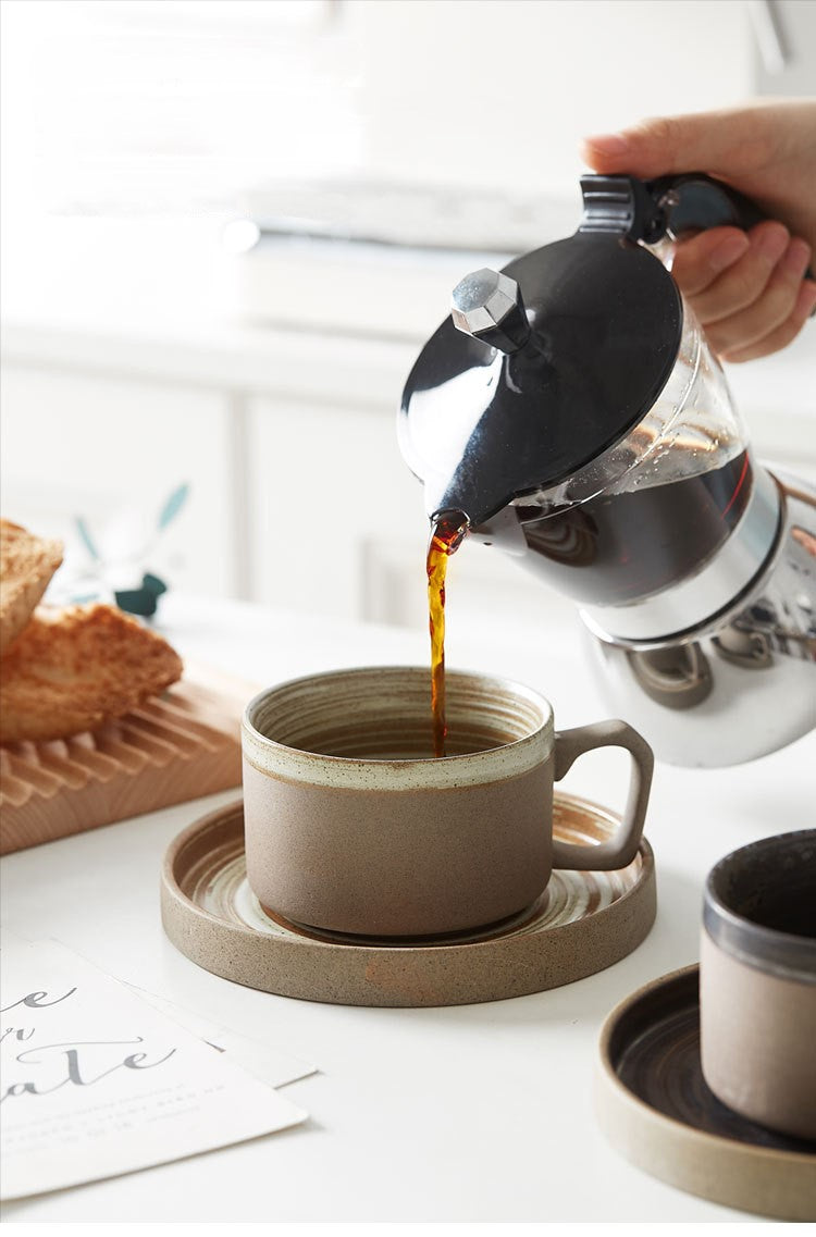 Earthbound Grace – Handcrafted Porcelain Coffee Cup & Saucer Set