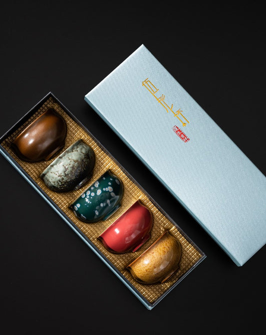 Five Elements Harmony — Handcrafted Ceramic Tea Cup Gift Set