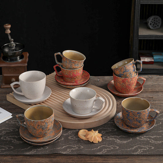 Aurora Speckles – Handcrafted Bubble-Glaze Ceramic Coffee Cup Set