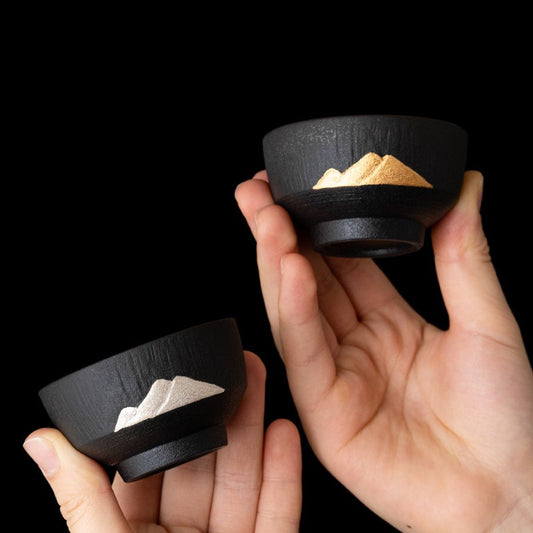 Golden And Silver Mountain — Handcrafted  Porcelain Tea Cups Set