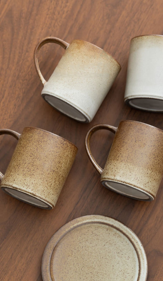 Earthen Stillness – Handcrafted Rustic Ceramic Straight Coffee Cup with Saucer