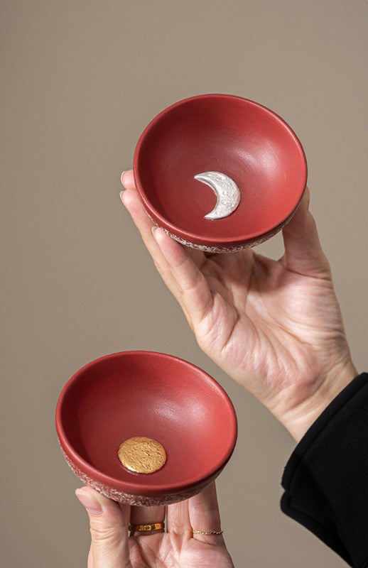 Sun & Moon Harmony — Handcrafted Forbidden City red Porcelain Tea Cup Set