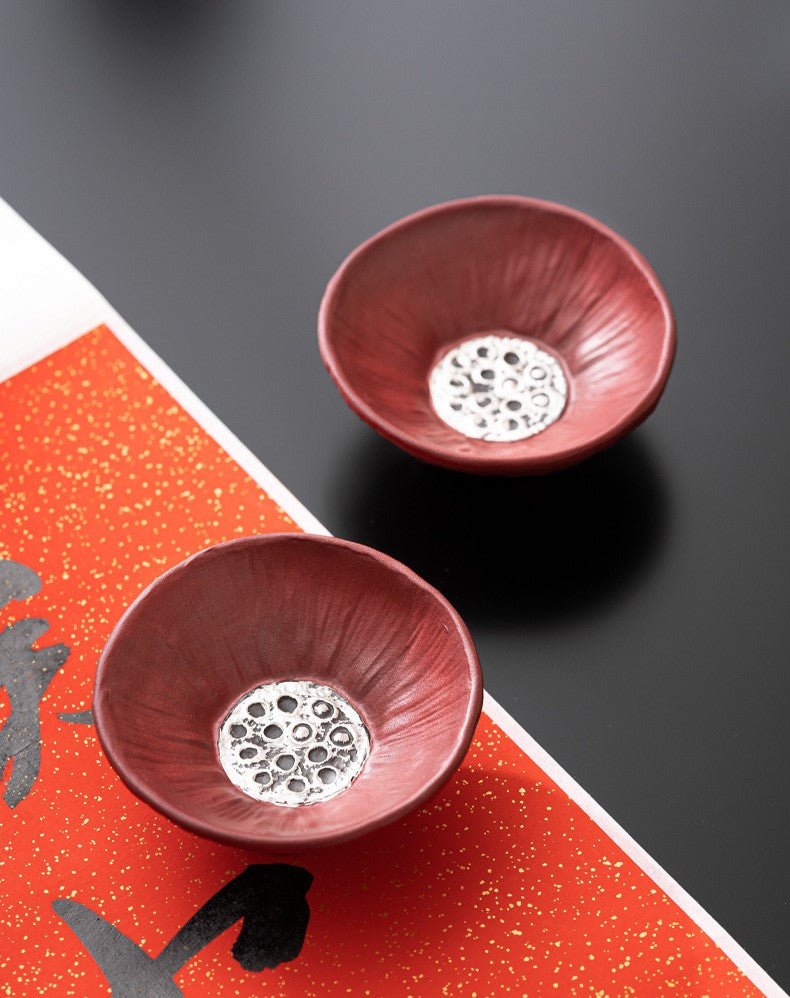 Lotus Bloom – Handcrafted Forbidden City red Porcelain Tea Cup