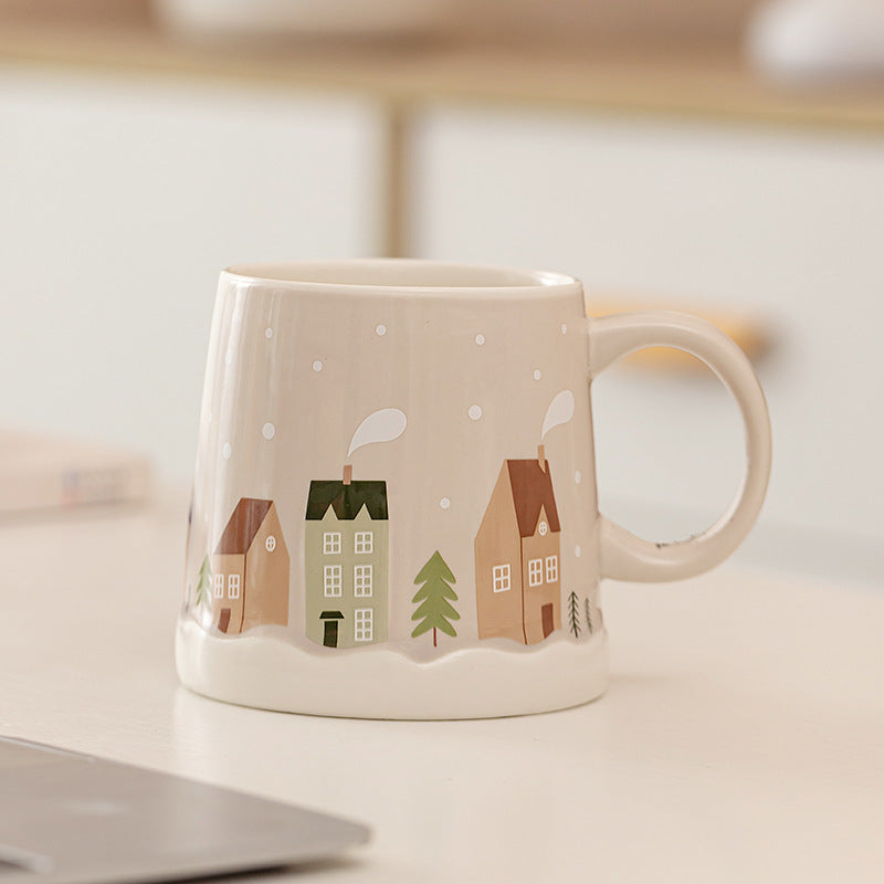 Handcrafted Christmas porcelain coffee mug, Jingdezhen ceramic holiday gift cup for coffee lovers — Solmira Living