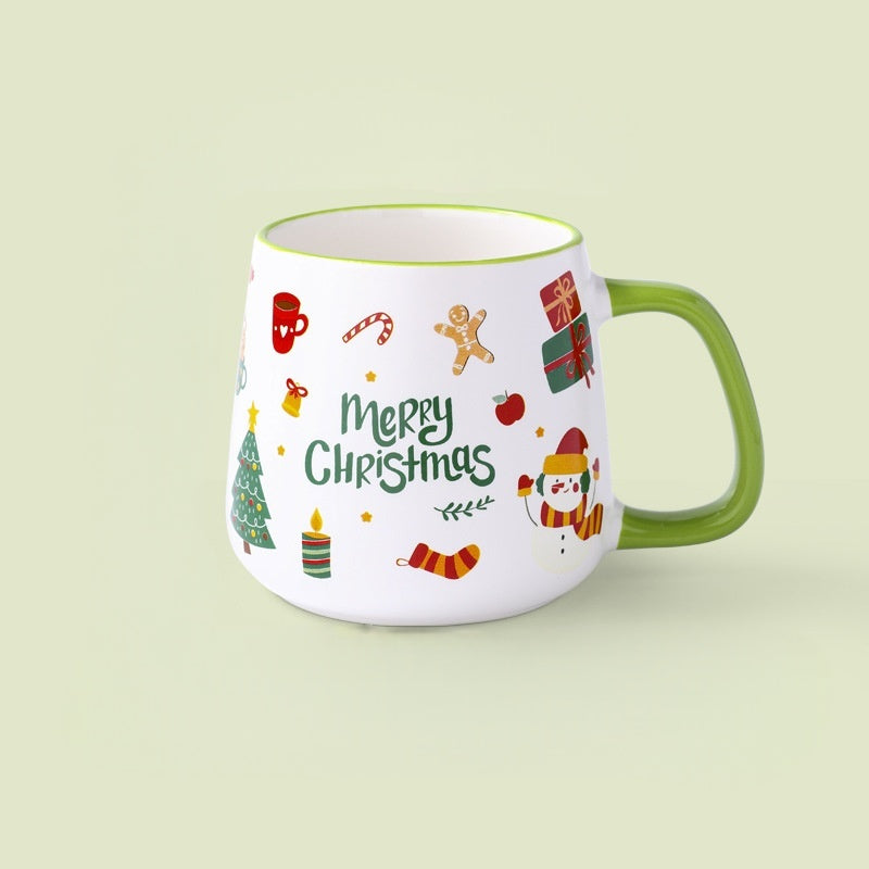 Handcrafted Christmas porcelain coffee mug, Jingdezhen ceramic holiday gift cup for coffee lovers — Solmira Living