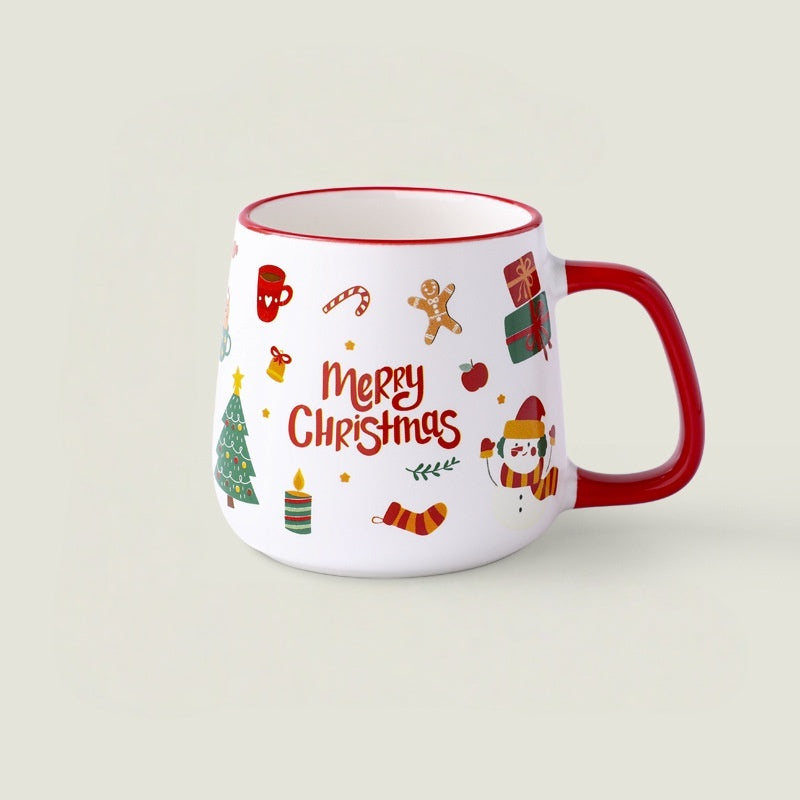 Handcrafted Christmas porcelain coffee mug, Jingdezhen ceramic holiday gift cup for coffee lovers — Solmira Living