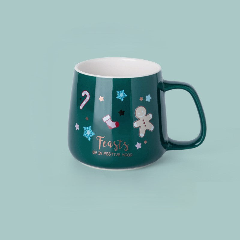 Handcrafted Christmas porcelain coffee mug, Jingdezhen ceramic holiday gift cup for coffee lovers — Solmira Living