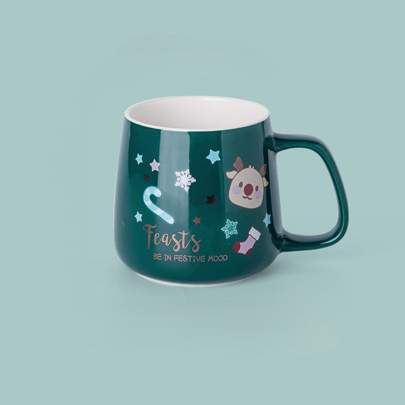 Handcrafted Christmas porcelain coffee mug, Jingdezhen ceramic holiday gift cup for coffee lovers — Solmira Living
