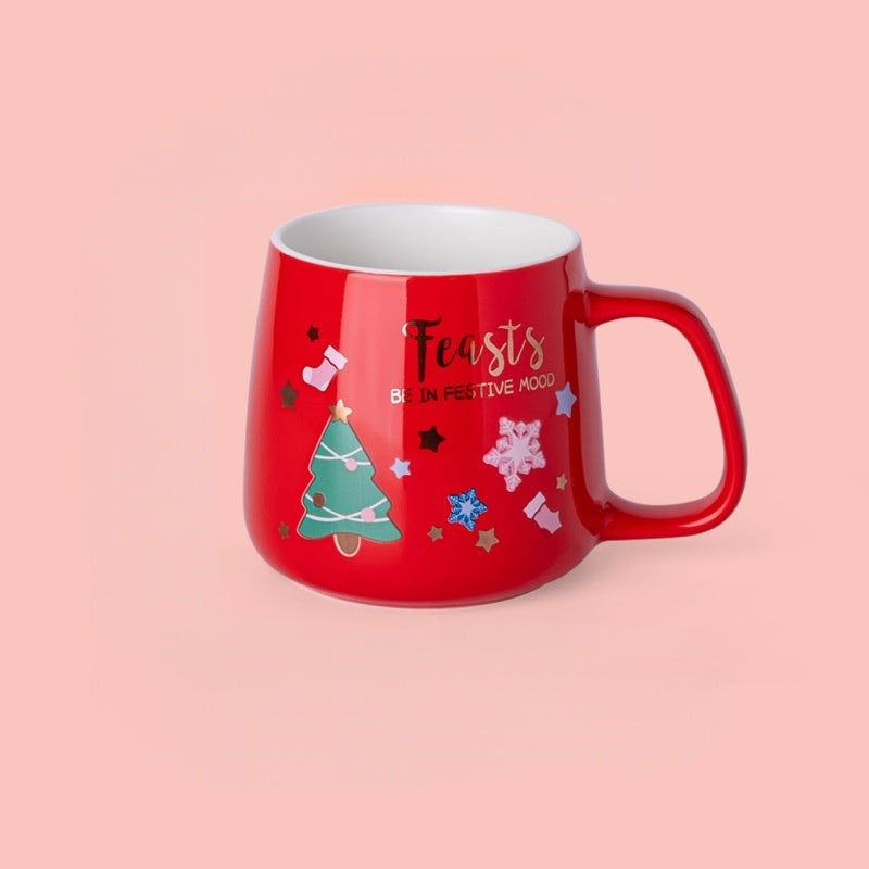 Handcrafted Christmas porcelain coffee mug, Jingdezhen ceramic holiday gift cup for coffee lovers — Solmira Living