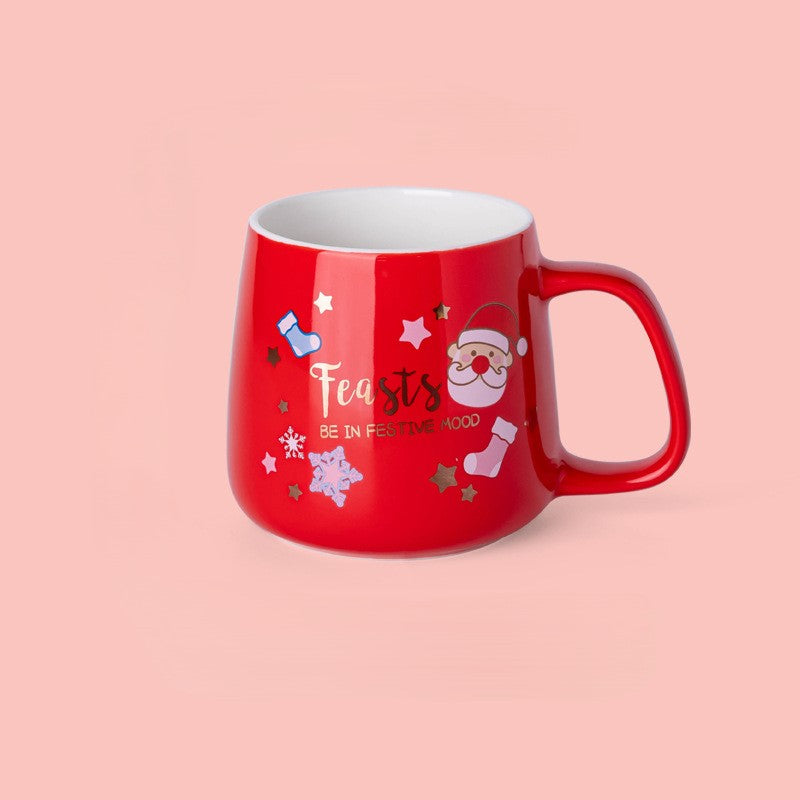 Handcrafted Christmas porcelain coffee mug, Jingdezhen ceramic holiday gift cup for coffee lovers — Solmira Living