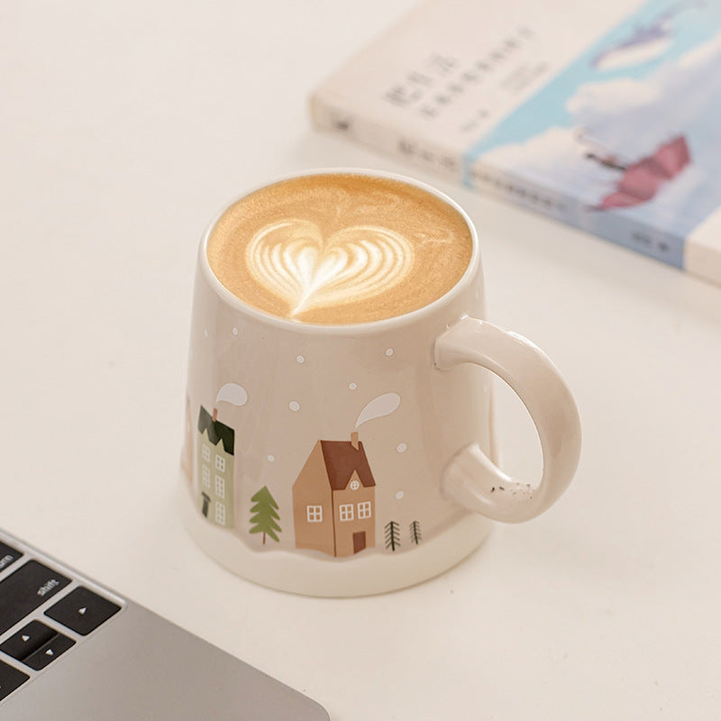 Handcrafted Christmas porcelain coffee mug, Jingdezhen ceramic holiday gift cup for coffee lovers — Solmira Living
