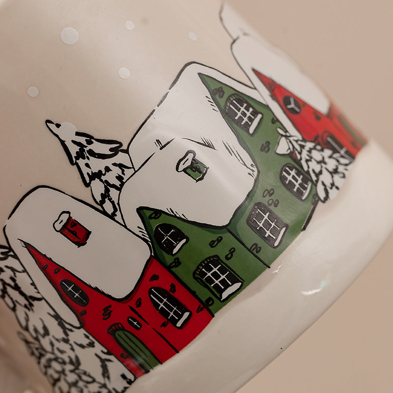 Handcrafted Christmas porcelain coffee mug, Jingdezhen ceramic holiday gift cup for coffee lovers — Solmira Living