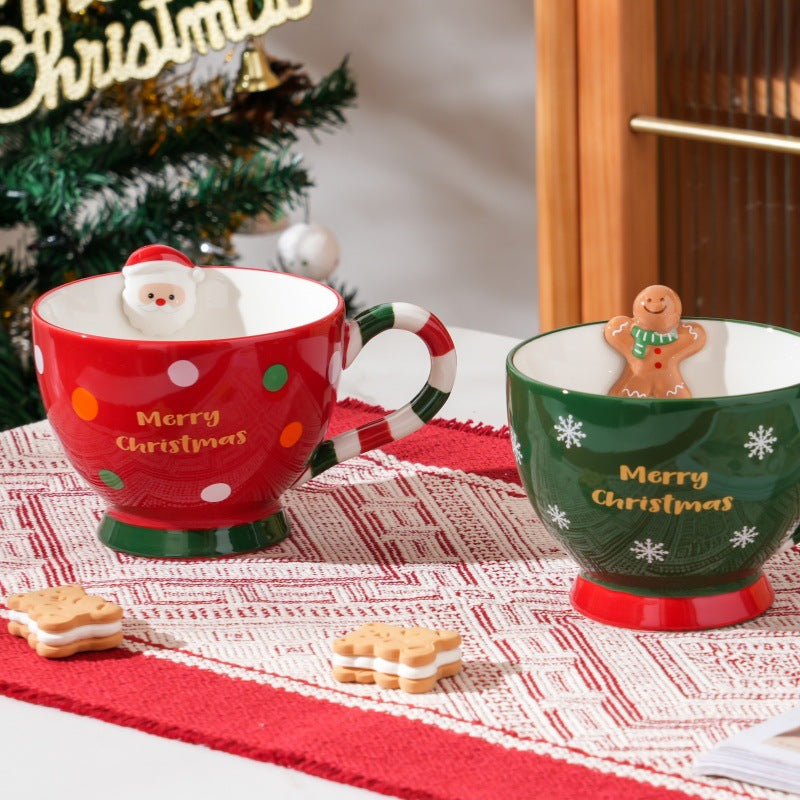 Handcrafted Christmas porcelain coffee mug, Jingdezhen ceramic holiday gift cup for coffee lovers — Solmira Living