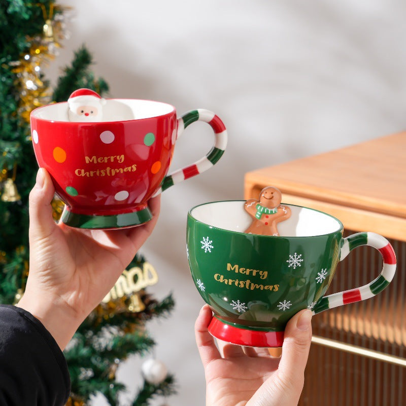 Handcrafted Christmas porcelain coffee mug, Jingdezhen ceramic holiday gift cup for coffee lovers — Solmira Living