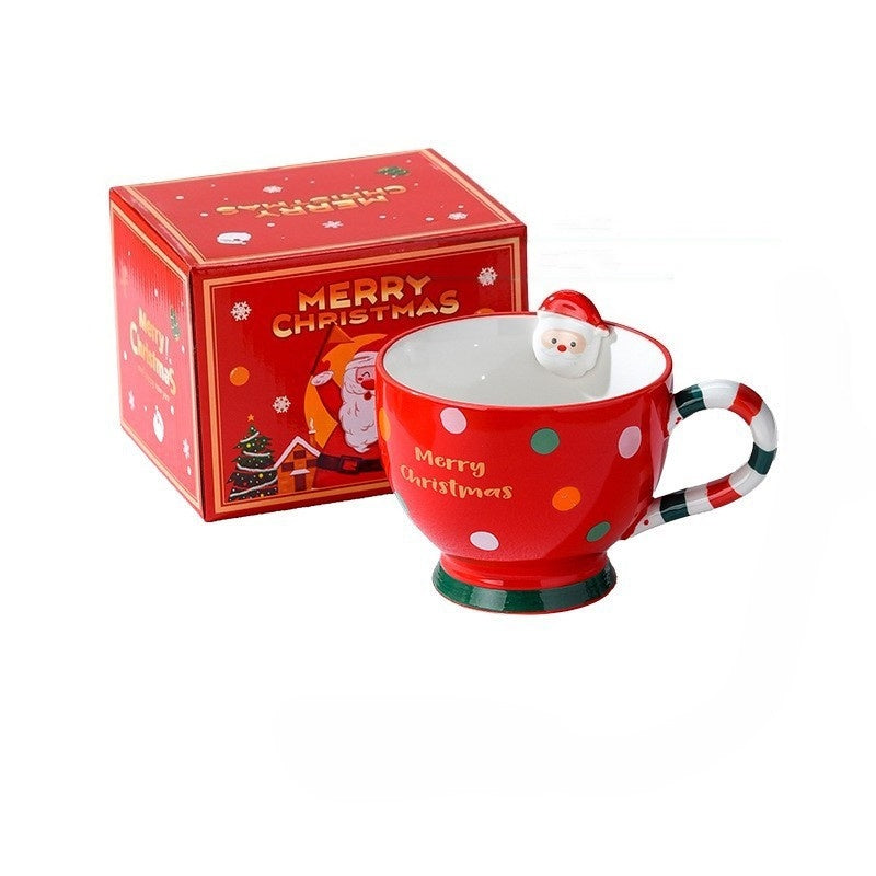 Handcrafted Christmas porcelain coffee mug, Jingdezhen ceramic holiday gift cup for coffee lovers — Solmira Living