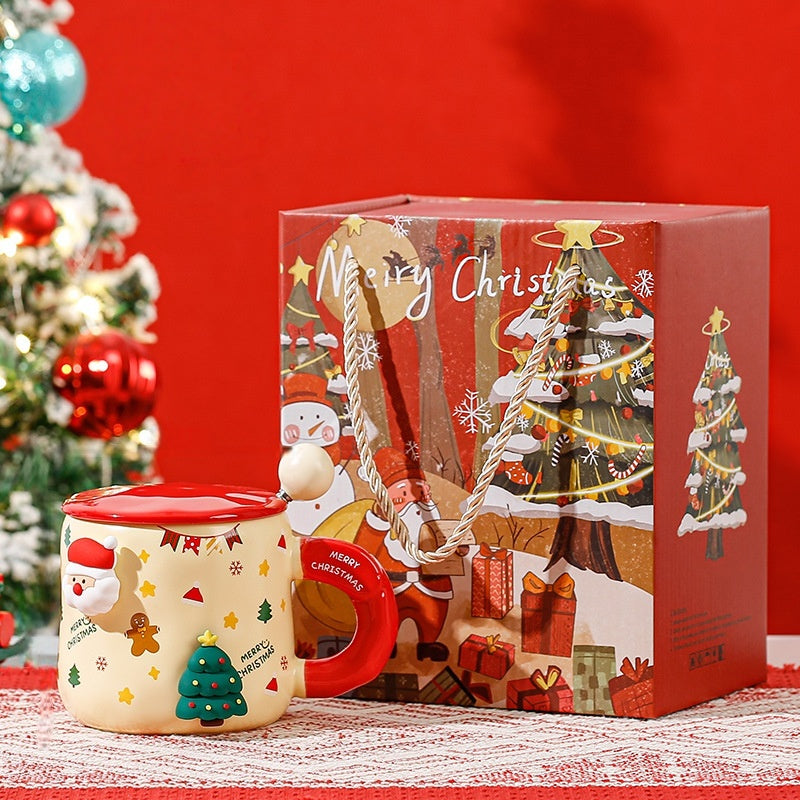 Handcrafted Christmas porcelain coffee mug, Jingdezhen ceramic holiday gift cup for coffee lovers — Solmira Living