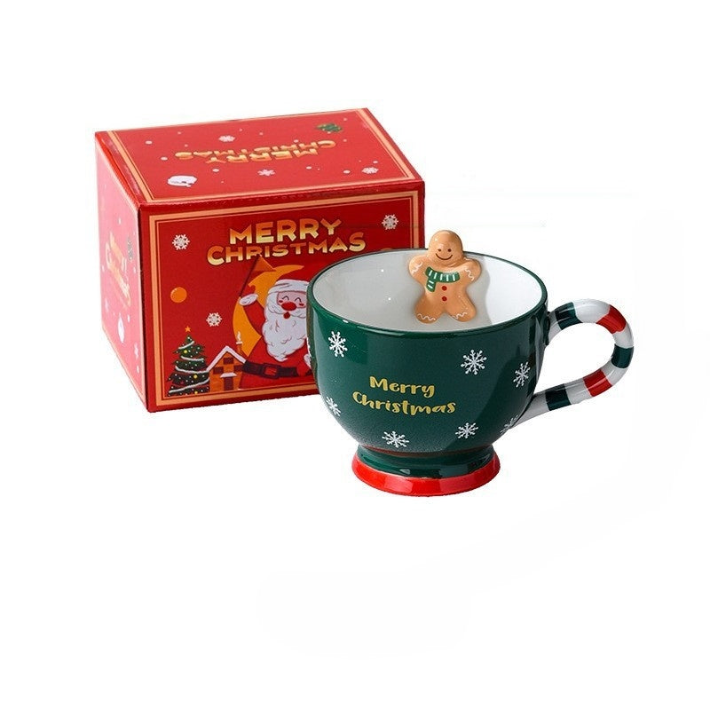 Handcrafted Christmas porcelain coffee mug, Jingdezhen ceramic holiday gift cup for coffee lovers — Solmira Living
