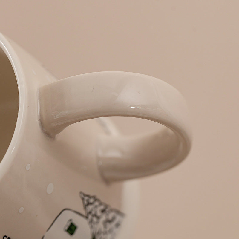 Handcrafted Christmas porcelain coffee mug, Jingdezhen ceramic holiday gift cup for coffee lovers — Solmira Living