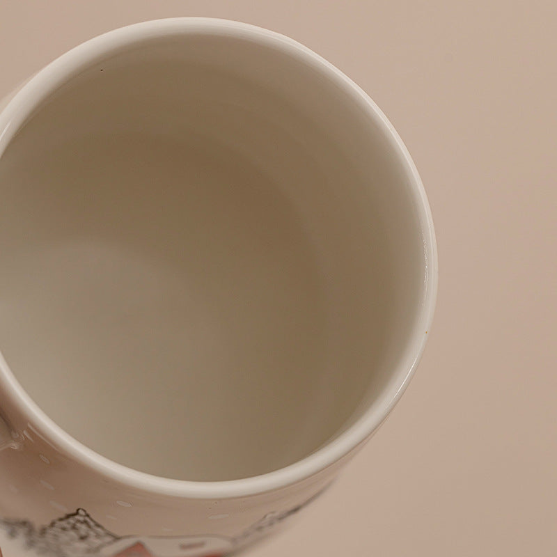 Handcrafted Christmas porcelain coffee mug, Jingdezhen ceramic holiday gift cup for coffee lovers — Solmira Living