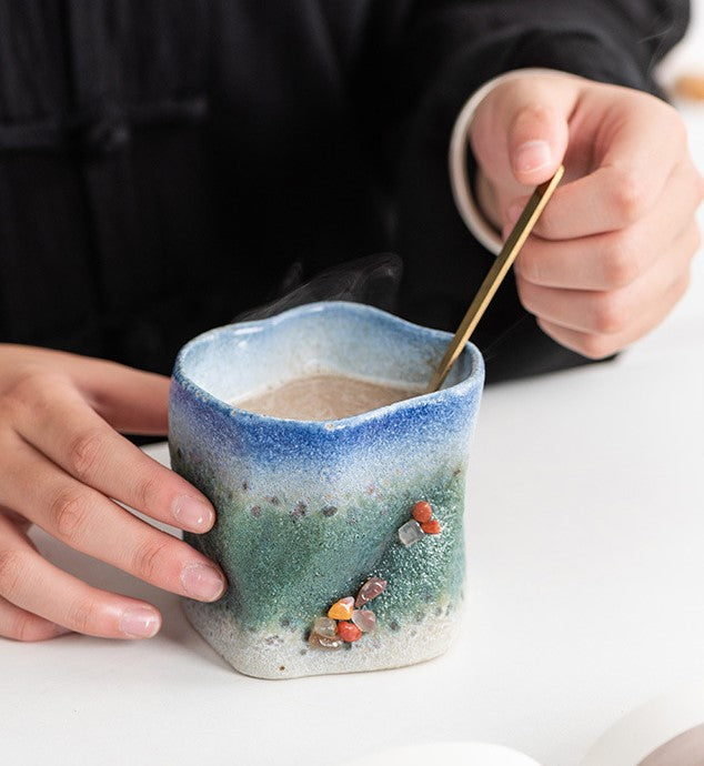 Handcrafted Jingdezhen porcelain coffee mug, minimalist handmade ceramic cup for everyday rituals — Solmira Living