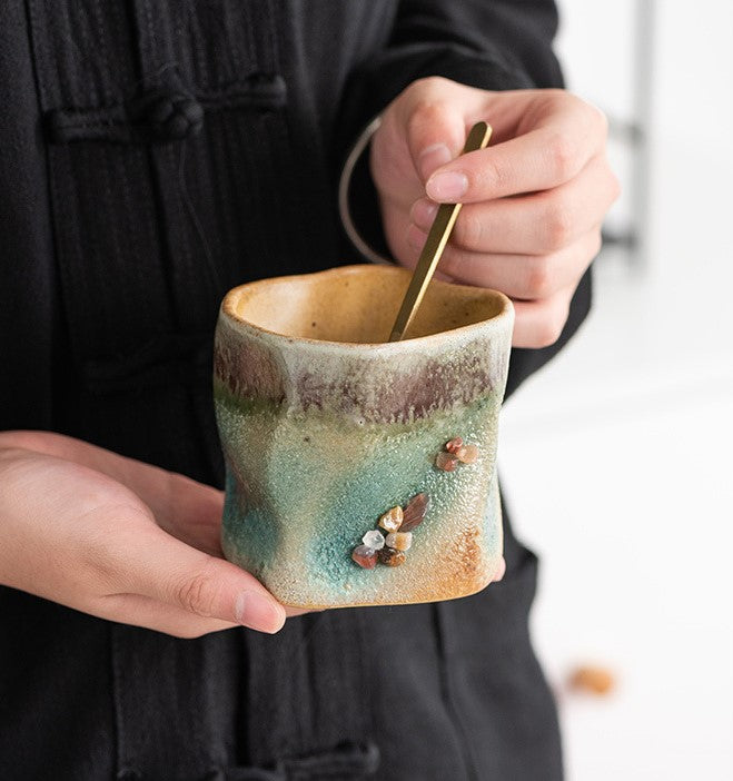 Handcrafted Jingdezhen porcelain coffee mug, minimalist handmade ceramic cup for everyday rituals — Solmira Living